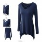 Women Crisscross Neck Long Sleeve Loose Fit Tunic