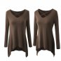 Women Crisscross Neck Long Sleeve Loose Fit Tunic
