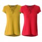 Women's Sexy Plain Deep V Neck Up Short Sleeve Blouse Top