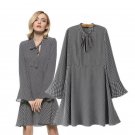 Put The Horn Sleeve V-neck Long Sleeve Chiffon Dress