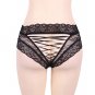 Plus Size Sexy Black High Waist Lace Strappy Panty