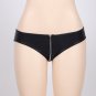 Plus Size Faux Leather Zipper Black Panty