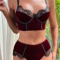 Waist Time Velvet Bra Set
