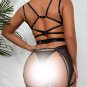 Harness Ring Linked Underwire Garter Thong Lingerie Set With 1pair Leg Ring