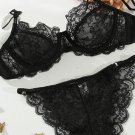 Purple Color Sheer Lace Bra Lingerie Set