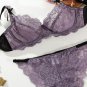 Purple Color Sheer Lace Bra Lingerie Set