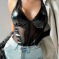 Faux Leather and Mesh Teddy