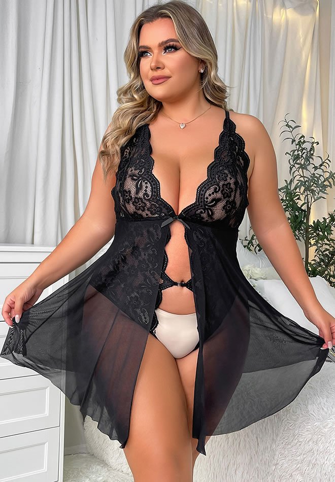 Plus Size Secret Romance Lace Teddy