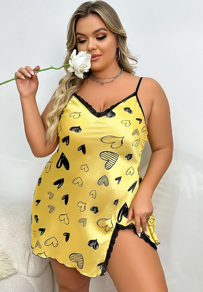 Plus Size Soft Kisses Satin Babydoll