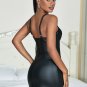 Faux Leather Zipped Chemise Set