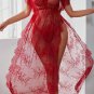 Eyelash Lace Long Kaftan Robe Set