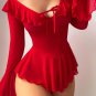 Sultry Red Ruffled Off-Shoulder Bodysuit
