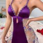 Romantic Purple Satin and Lace Chemise