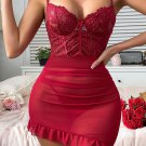 Alluring Red Lace and Mesh Chemise