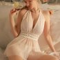 Pure Desire Contrast Lace Mesh Babydoll Dress With Thong