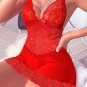 Contrast Lace Chain Detail Mesh Sexy Lingerie Dress With Thong