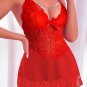 Contrast Lace Chain Detail Mesh Sexy Lingerie Dress With Thong