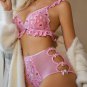 Pink Heart-Patterned Lace Bra and Panty Set