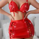Alluring Faux Leather Lingerie Set with Studded Embellishments