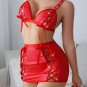 Alluring Faux Leather Lingerie Set with Studded Embellishments
