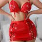 Alluring Faux Leather Lingerie Set with Studded Embellishments