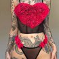 Romantic Heart Floral Two-Piece Lingerie