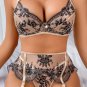 Floral Lace Bra and Garter Set
