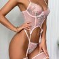 Garter Set Lace Lingerie With Underwire 3 Piece Push Up Lingerie Sets