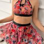 Floral Print Contrast Mesh Lingerie Set