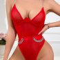 Red Sheer Bodysuit with Chain Detail