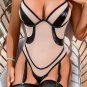 Daring Sheer Mesh and Faux Leather Teddy