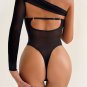 Women's One Shoulder Mesh Patchwork Bodysuit