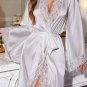 Charming White Robe with Lace Trims