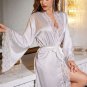 Charming White Robe with Lace Trims
