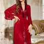 Sophisticated Red Mesh and Satin Robe Set
