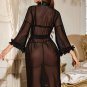 Romantic Black Lace Trim Robe Set