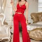 Red Lace-Up Bra and High-Waisted Pants Set