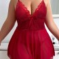 Plus Size Alluring Lace Babydoll Set