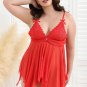 Plus Size Lingerie Lace Babydoll Mesh Nightgown Chemise Nighty Sleepwear
