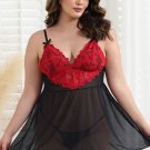Women Plus Size Babydoll Lingerie Lace Chemise Mesh Sleepwear