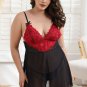 Women Plus Size Babydoll Lingerie Lace Chemise Mesh Sleepwear