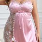 Plus Size Lingerie Sexy Satin Lace Babydoll Strappy Chemise Nightwear