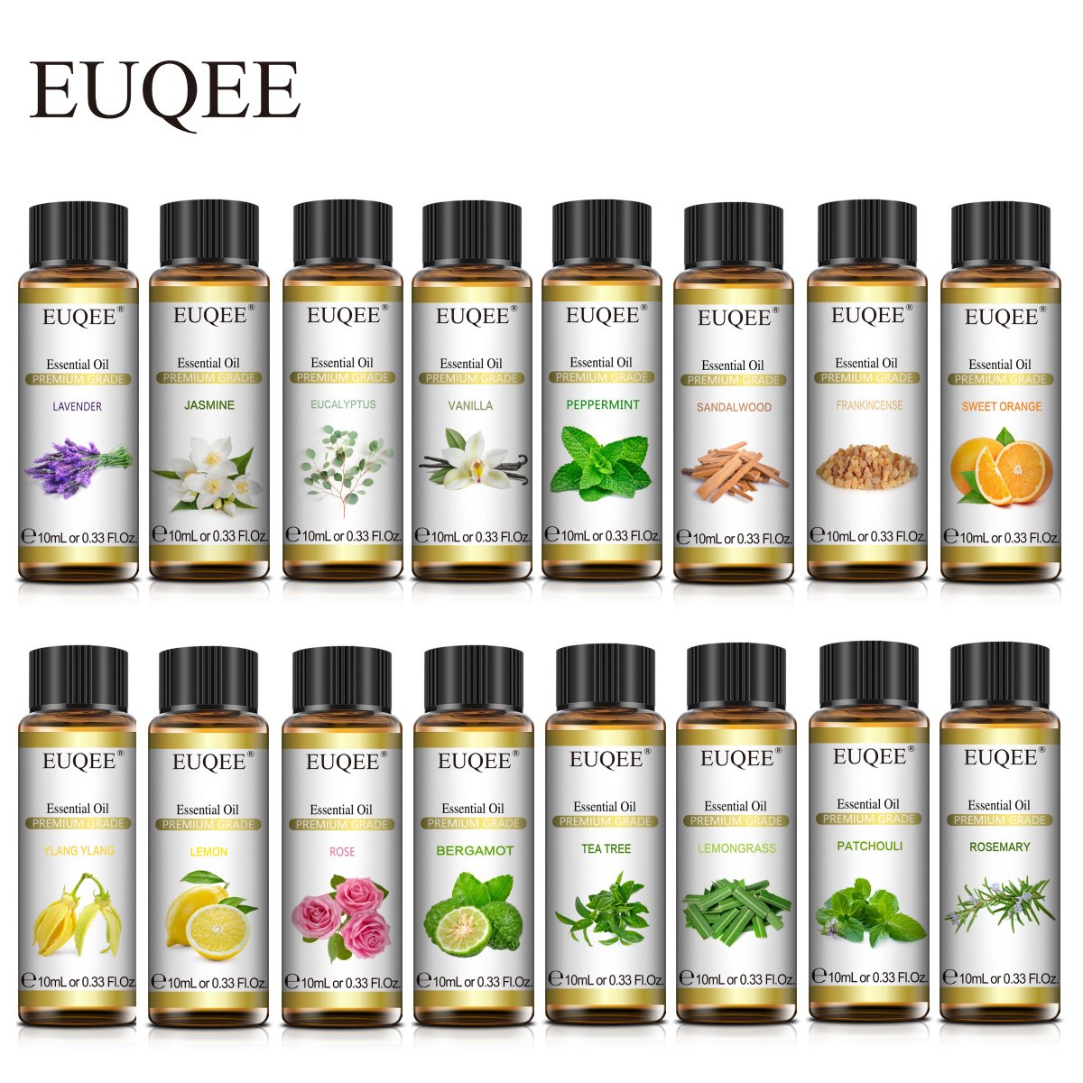 10ml Essential Oil with Dropper Lavender, Jasmine, Eucalyptus, Vanilla