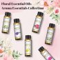 6 Bottles Floral Oils Set Rose Lavender Ylang Ylang Jasmine Geranium Chamomile