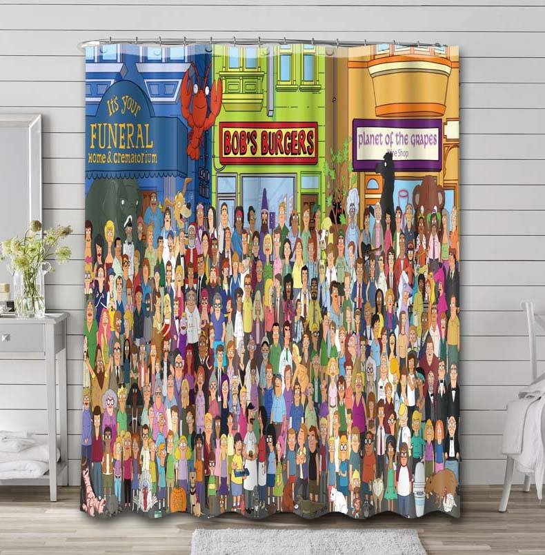 Bob's Burgers Characters Waterproof Curtain Bathroom Shower