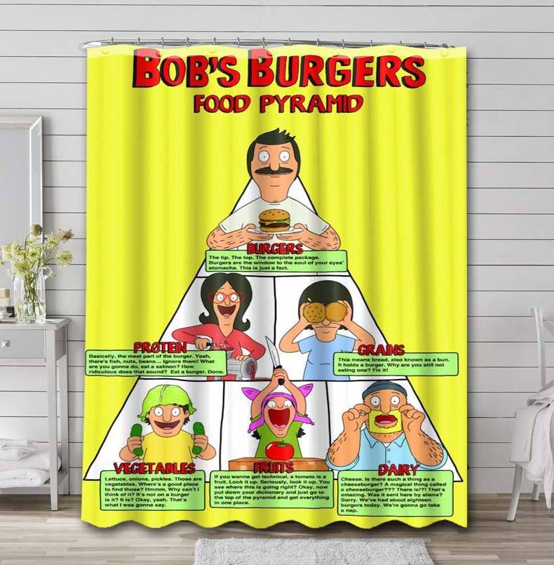 Bob's Burgers Food Pyramids Shower Curtain Bathroom Decoration