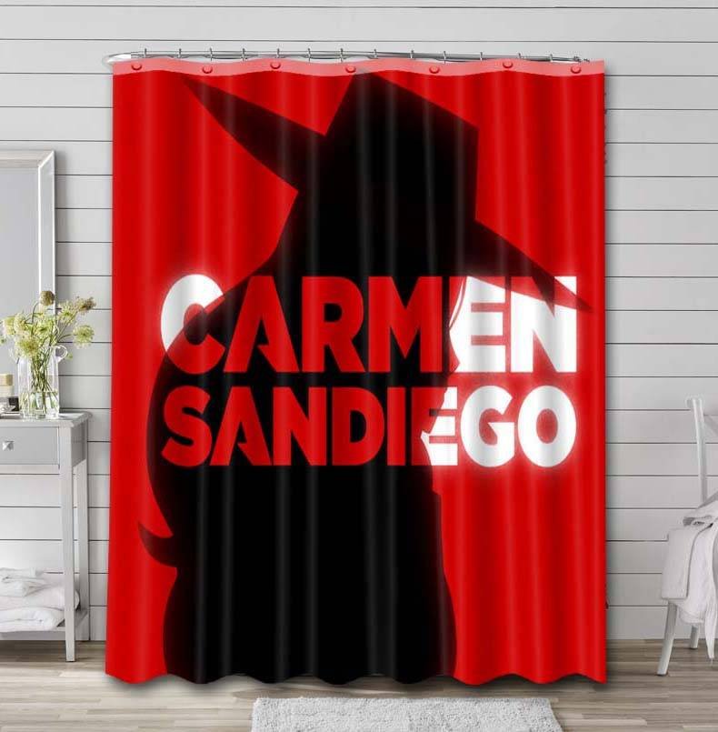 Carmen Sandiego Cartoon Shower Curtain Bathroom Waterproof 6263