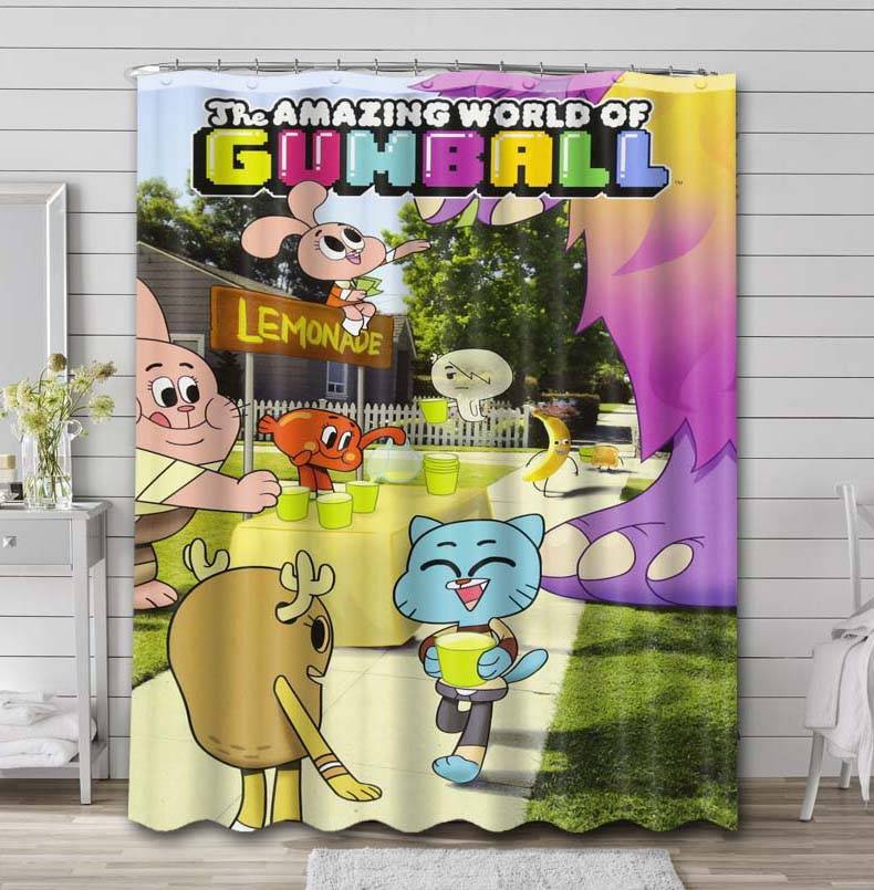 The Amazing World of Gumball Lemonade Bathroom Shower Curtain Waterproof