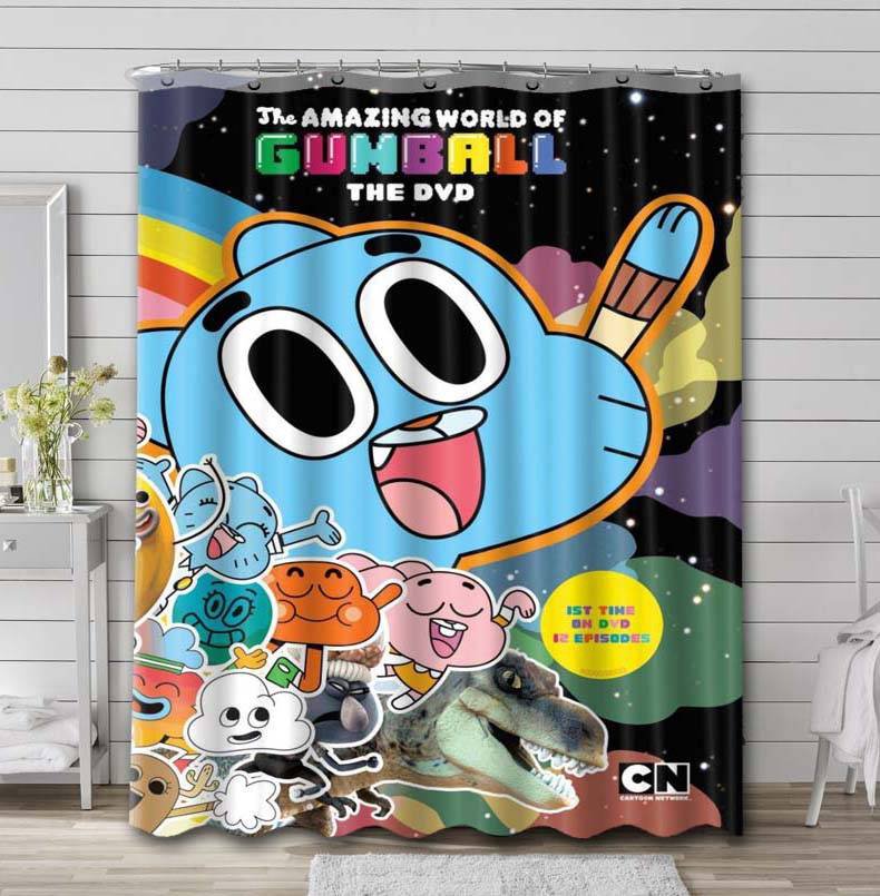The Amazing World of Gumball Cartoon Shower Curtain Bathroom Waterproof
