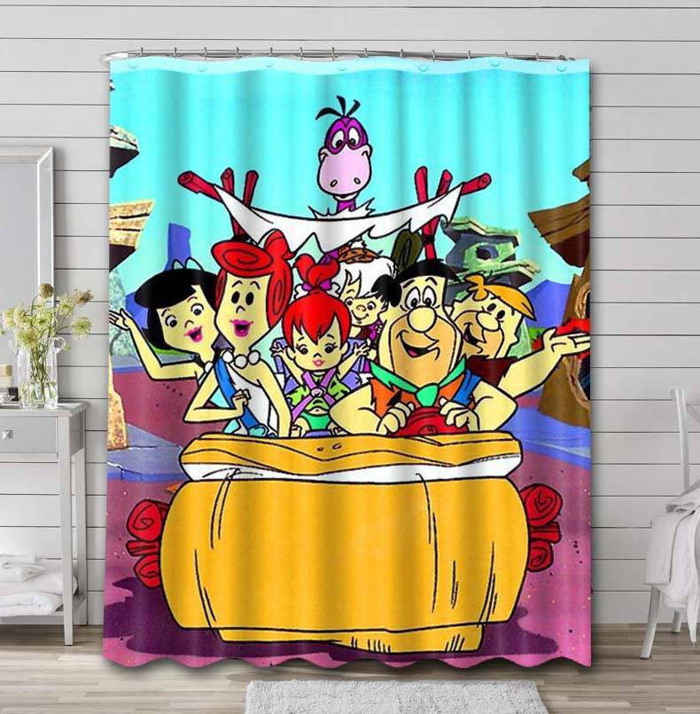 The Flintstones Characters Bathroom Curtain Shower Waterproof